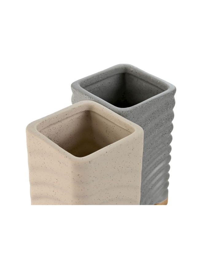 Portaspazzolini da Denti Home ESPRIT Grigio Crema Bambù Dolomite 7 x 7 x 12 cm (2 Unità) Portaspazzolini da Denti Home ESPRIT Grigio Crema Bambù Dolomite 7 x 7 x 12 cm (2 Unità)