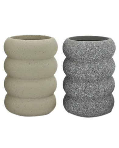 Portaspazzolini da Denti Home ESPRIT Grigio Crema Dolomite 7 x 7 x 10 cm (2 Unità) Portaspazzolini da Denti Home ESPRIT Grigio Crema Dolomite 7 x 7 x 10 cm (2 Unità)