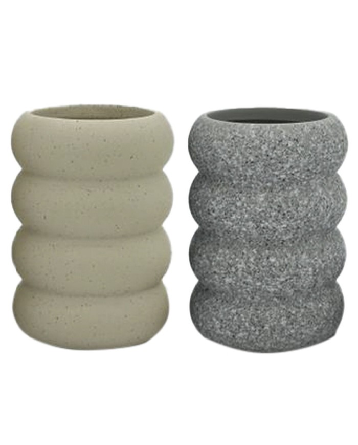 Portaspazzolini da Denti Home ESPRIT Grigio Crema Dolomite 7 x 7 x 10 cm (2 Unità) Portaspazzolini da Denti Home ESPRIT Grigio Crema Dolomite 7 x 7 x 10 cm (2 Unità)