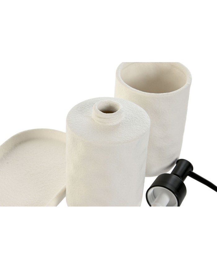 Set da Bagno Home ESPRIT Bianco ABS Dolomite 17,5 x 9,5 x 18 cm 3 Pezzi