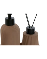 Set da Bagno Home ESPRIT Crema Terracotta ABS Dolomite 17 x 9 x 2 cm 3 Pezzi (2 Unità)