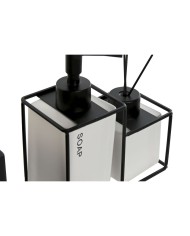 Set da Bagno Home ESPRIT Bianco Nero Metallo Dolomite 14,5 x 8 x 17 cm 2 Pezzi (2 Unità)