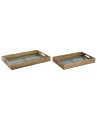 Set di Vassoi Home ESPRIT Naturale Legno di mango 43,5 x 27 x 5,5 cm (2 Unità)