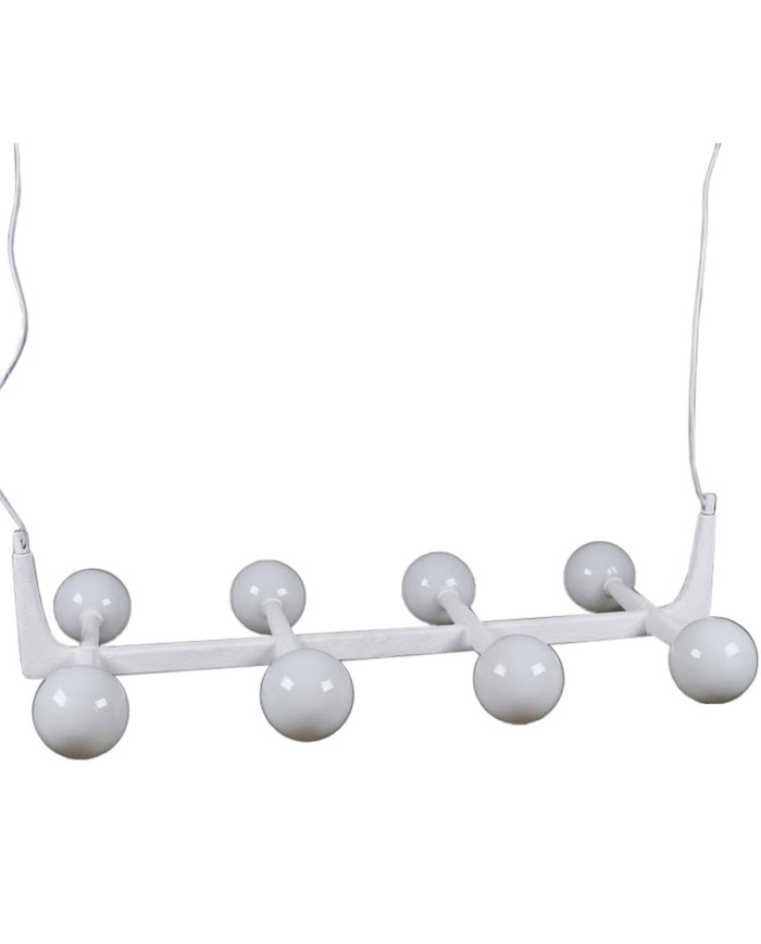 Lampadario Home ESPRIT Bianco Metallo Cristallo 110 x 45 x 23 cm Lampadario Home ESPRIT Bianco Metallo Cristallo 110 x 45 x 23 cm