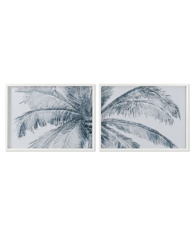 Quadro Home ESPRIT Azzurro Bianco Palme Mediterraneo 80 x 2 x 60 cm (2 Unità)