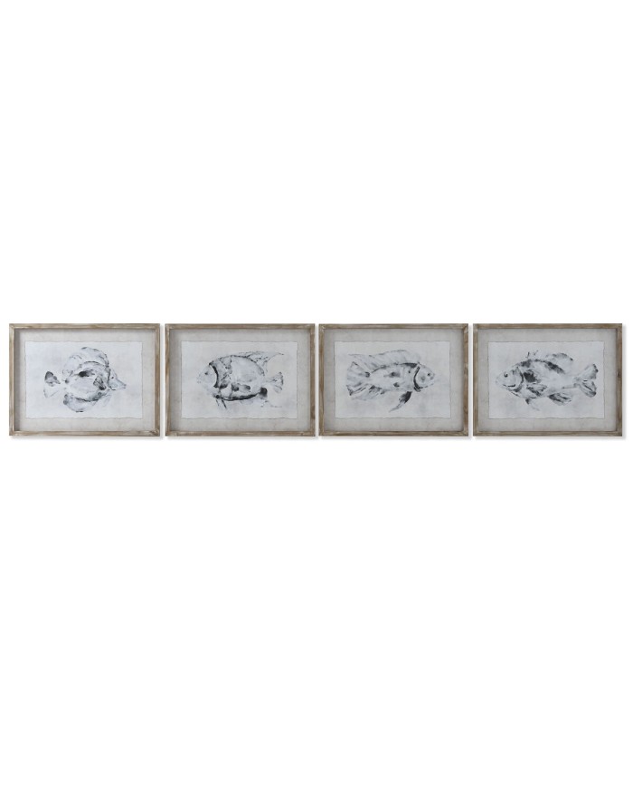 Quadro Home ESPRIT Grigio Pesce (4 Unità) Quadro Home ESPRIT Grigio Pesce (4 Unità)