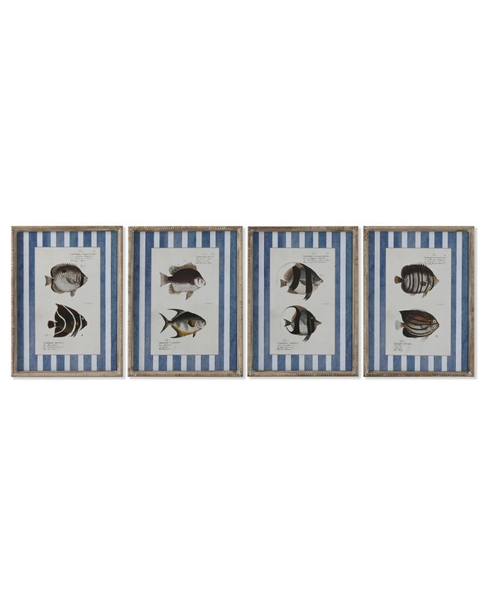 Quadro Home ESPRIT Azzurro Pesce 40 X 2,5 X 55 cm (4 Unità) Quadro Home ESPRIT Azzurro Pesce 40 X 2,5 X 55 cm (4 Unità)