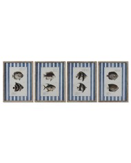Quadro Home ESPRIT Azzurro Pesce 40 X 2,5 X 55 cm (4 Unità) Quadro Home ESPRIT Azzurro Pesce 40 X 2,5 X 55 cm (4 Unità)