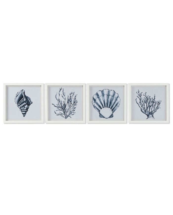 Quadro Home ESPRIT Azzurro Bianco Mediterraneo 35 x 2 x 35 cm (4 Unità)