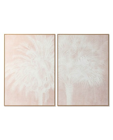 Quadro Home ESPRIT Bianco Beige Palme Tropicale 100 x 4 x 140 cm (2 Unità)