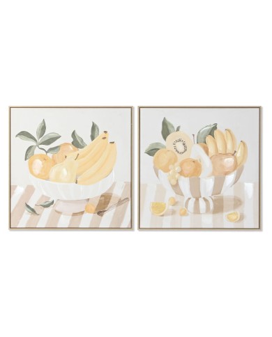 Quadro Home ESPRIT Giallo Beige Cottage 80 x 4 x 80 cm (2 Unità)