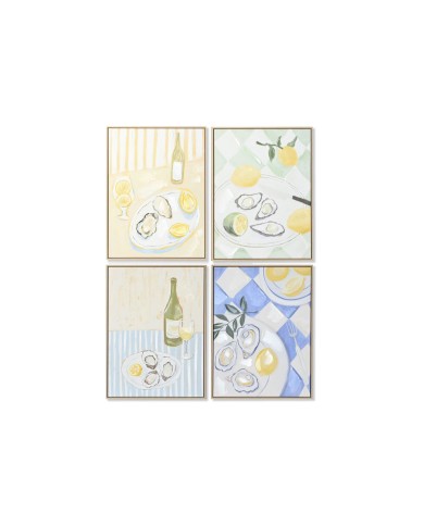 Quadro Home ESPRIT Giallo Azzurro Mediterraneo 60 x 4 x 80 cm (4 Unità)