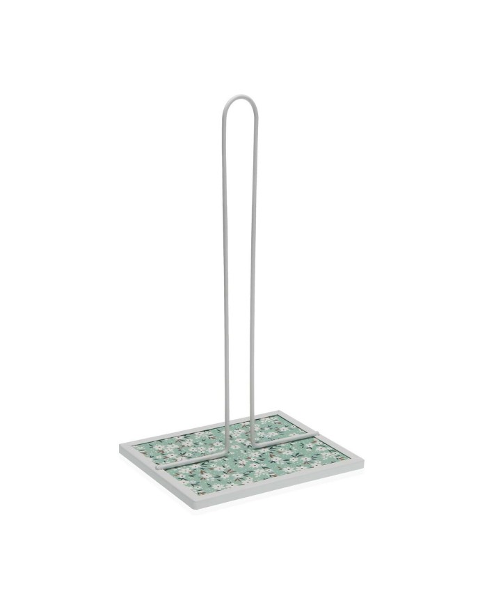 Portarotolo di Carta da Cucina Versa Fiori Metallo Acciaio Legno MDF 16,5 x 31 x 13 cm