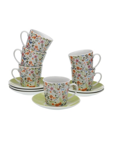 Set di Tazze e Piatti Versa Porcellana Fiori Set di Tazze e Piatti Versa Porcellana Fiori