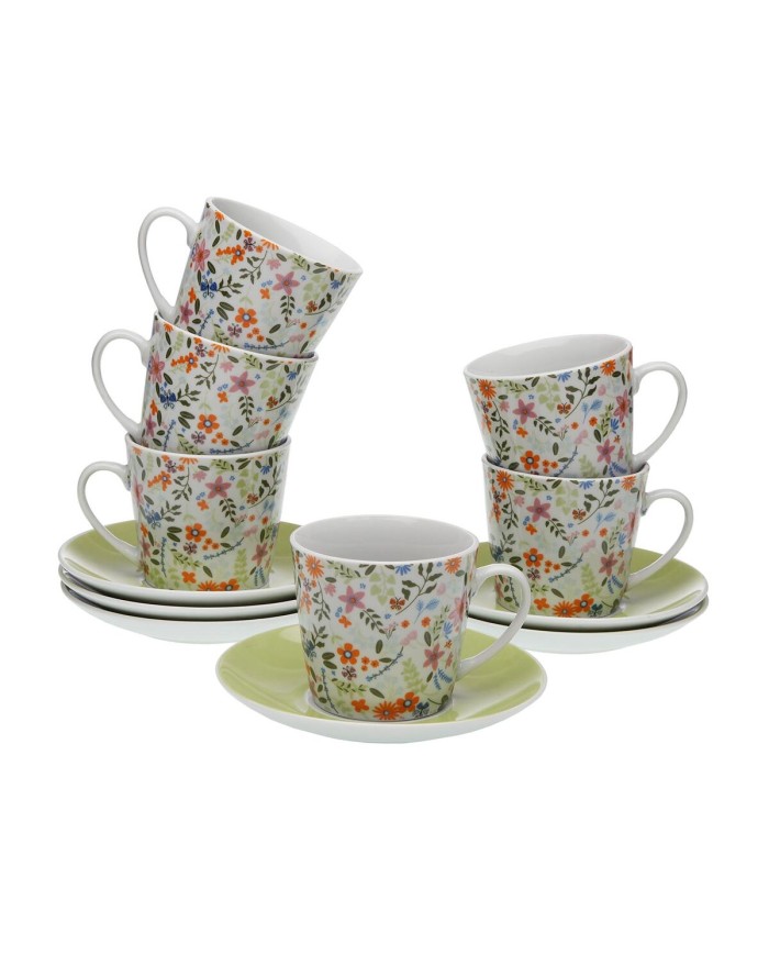 Set di Tazze e Piatti Versa Porcellana Fiori