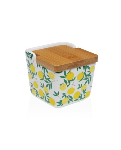 Portasale con Coperchio Versa Ceramica Limone 8,8 x 8,5 x 8,8 cm