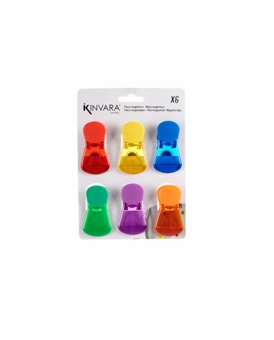 Molette per Chiudere le Buste Kinvara CK60429 Multicolore Plastica Magnetico 6 Pezzi (12 Unità)