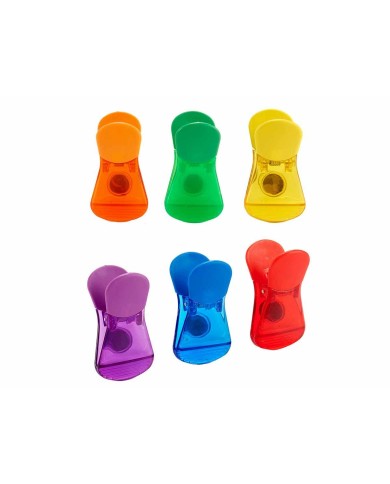 Molette per Chiudere le Buste Kinvara CK60429 Multicolore Plastica Magnetico 6 Pezzi (12 Unità)