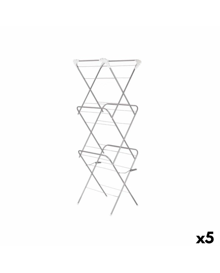 Stendibiancheria Pieghevole Kipit WR4062A-1NB-488 Bianco Argentato polipropilene Ferro 47 x 41 x 136 cm Verticale (5 Unità)