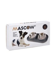 Ciotola per cani Mascow 317 Azzurro Metallo 40 x 8,5 x 22 cm Doppia Ciotola per cani Mascow 317 Azzurro Metallo 40 x 8,5 x 22 cm Doppia