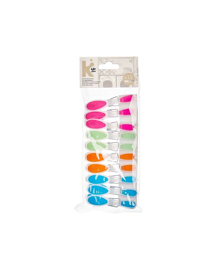 Mollette per Panni Multicolore Silicone Plastica 10 Pezzi Set (24 Unità)