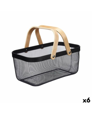 Cestino Multiuso Kinvara 1031 Nero Legno Metallo 42,5 x 18 x 26,5 cm (6 Unità) Cestino Multiuso Kinvara 1031 Nero Legno Metallo 42,5 x 18 x 26,5 cm (6 Unità)