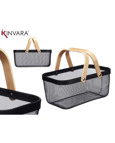 Cestino Multiuso Kinvara 1031 Nero Legno Metallo 42,5 x 18 x 26,5 cm (6 Unità) Cestino Multiuso Kinvara 1031 Nero Legno Metallo 42,5 x 18 x 26,5 cm (6 Unità)