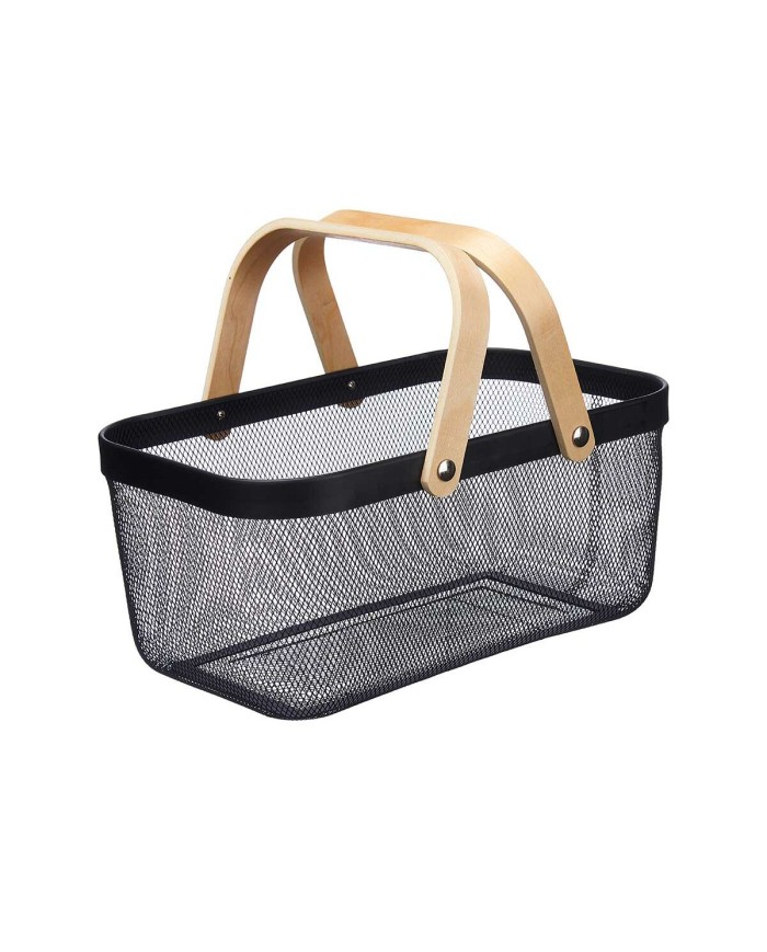 Cestino Multiuso Kinvara 1031 Nero Legno Metallo 42,5 x 18 x 26,5 cm (6 Unità)