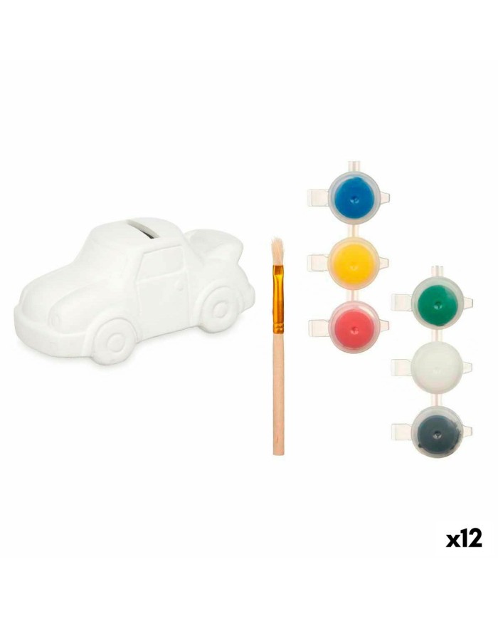 Salvadanaio da Dipingere Pincello BS2124 Bianco 14,5 x 7,2 x 9,4 cm Macchina (12 Unità)