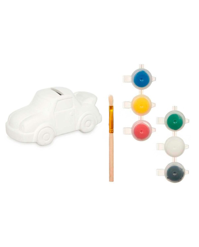 Salvadanaio da Dipingere Pincello BS2124 Bianco 14,5 x 7,2 x 9,4 cm Macchina (12 Unità)