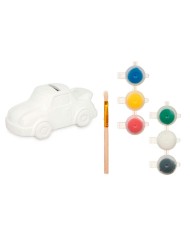 Salvadanaio da Dipingere Pincello BS2124 Bianco 14,5 x 7,2 x 9,4 cm Macchina (12 Unità)