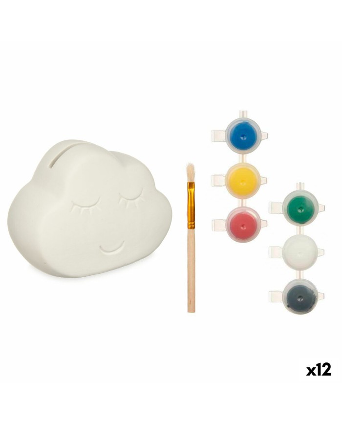 Salvadanaio da Dipingere Pincello BS2661 Bianco 12,3 x 9,4 x 9 cm Nuvole (12 Unità)