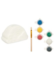Salvadanaio da Dipingere Pincello BS2660 Bianco 13,9 x 8,4 x 9,6 cm Arcobaleno (12 Unità)