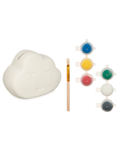 Salvadanaio da Dipingere Pincello BS2661 Bianco 12,3 x 9,4 x 9 cm Nuvole (12 Unità)