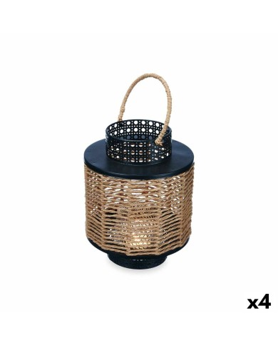 Lanterna Nero Metallo 17 x 23 x 17 cm (4 Unità) Rattan