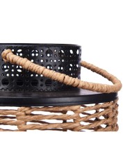Lanterna Nero Metallo 17 x 23 x 17 cm (4 Unità) Rattan Lanterna Nero Metallo 17 x 23 x 17 cm (4 Unità) Rattan