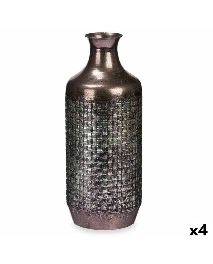 Vaso Argentato Metallo 16 x 42 x 16 cm (4 Unità) Con rilievo Vaso Argentato Metallo 16 x 42 x 16 cm (4 Unità) Con rilievo