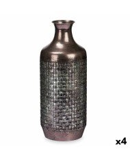 Vaso Argentato Metallo 16 x 42 x 16 cm (4 Unità) Con rilievo Vaso Argentato Metallo 16 x 42 x 16 cm (4 Unità) Con rilievo