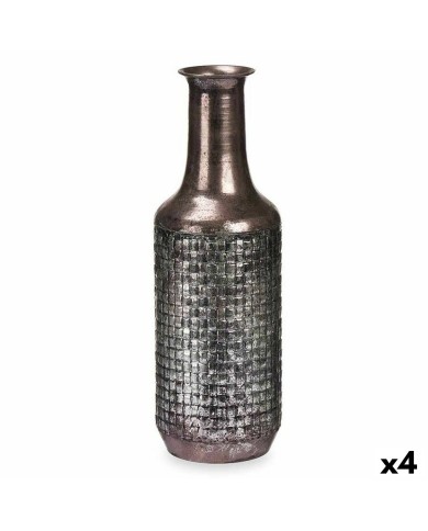 Vaso Argentato Metallo 14 x 46 x 14 cm (4 Unità) Con rilievo Vaso Argentato Metallo 14 x 46 x 14 cm (4 Unità) Con rilievo
