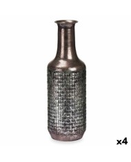 Vaso Argentato Metallo 16 x 42 x 16 cm (4 Unità) Con rilievo Vaso Argentato Metallo 16 x 42 x 16 cm (4 Unità) Con rilievo