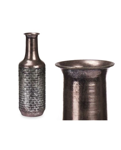 Vaso Argentato Metallo 14 x 46 x 14 cm (4 Unità) Con rilievo Vaso Argentato Metallo 14 x 46 x 14 cm (4 Unità) Con rilievo