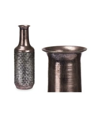 Vaso Argentato Metallo 14 x 46 x 14 cm (4 Unità) Con rilievo Vaso Argentato Metallo 14 x 46 x 14 cm (4 Unità) Con rilievo