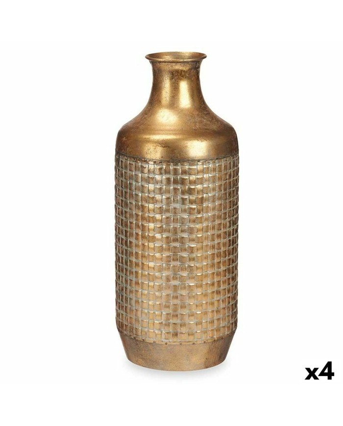 Vaso Dorato Metallo 16 x 42 x 16 cm (4 Unità) Con rilievo Vaso Dorato Metallo 16 x 42 x 16 cm (4 Unità) Con rilievo