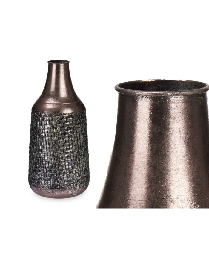Vaso Argentato Metallo 21 x 44 x 21 cm (4 Unità) Con rilievo Vaso Argentato Metallo 21 x 44 x 21 cm (4 Unità) Con rilievo