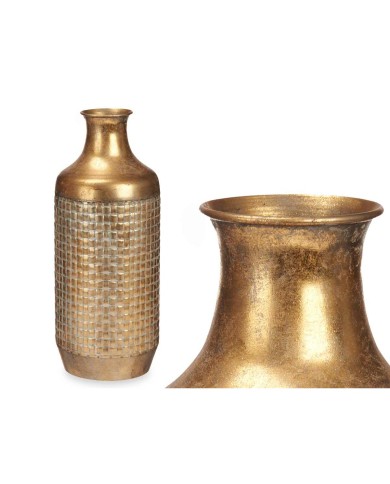 Vaso Dorato Metallo 16 x 42 x 16 cm (4 Unità) Con rilievo Vaso Dorato Metallo 16 x 42 x 16 cm (4 Unità) Con rilievo