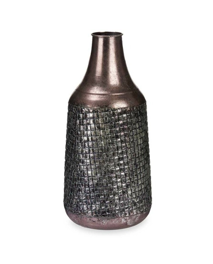 Vaso Argentato Metallo 21 x 44 x 21 cm (4 Unità) Con rilievo Vaso Argentato Metallo 21 x 44 x 21 cm (4 Unità) Con rilievo