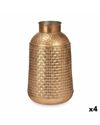 Vaso Dorato Metallo 22,5 x 39,5 x 22,5 cm (4 Unità) Con rilievo Vaso Dorato Metallo 22,5 x 39,5 x 22,5 cm (4 Unità) Con rilievo