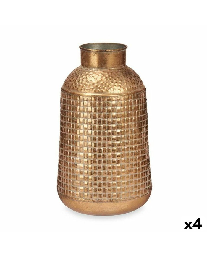 Vaso Dorato Metallo 22,5 x 39,5 x 22,5 cm (4 Unità) Con rilievo Vaso Dorato Metallo 22,5 x 39,5 x 22,5 cm (4 Unità) Con rilievo