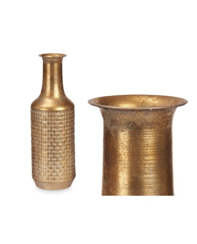 Vaso Dorato Metallo 14 x 46 x 14 cm (4 Unità) Con rilievo Vaso Dorato Metallo 14 x 46 x 14 cm (4 Unità) Con rilievo