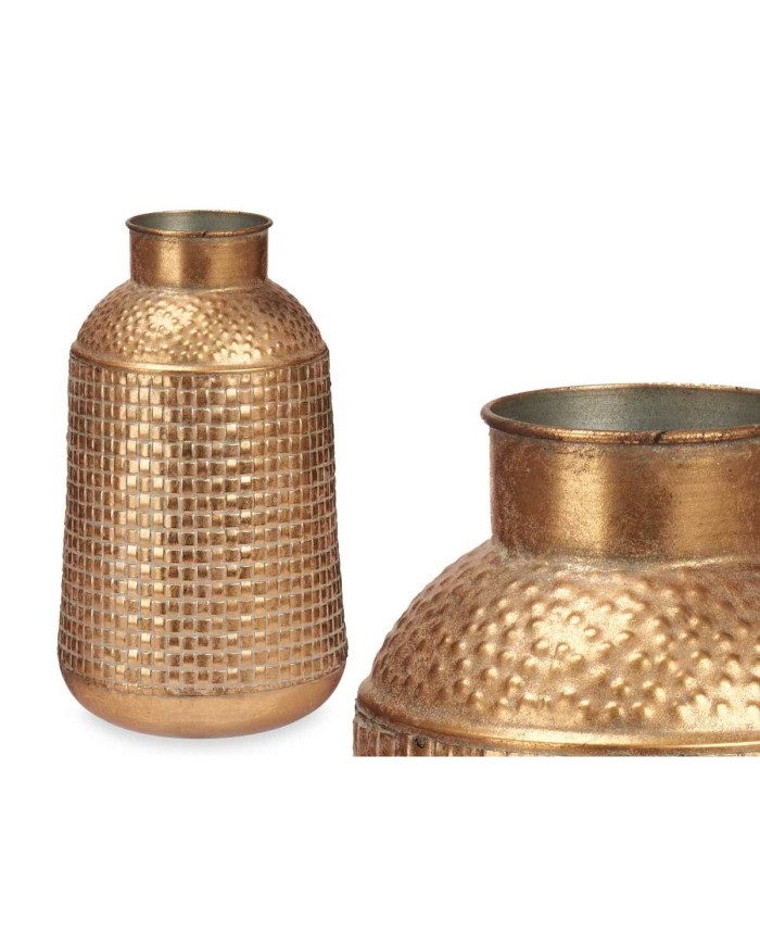 Vaso Dorato Metallo 22,5 x 39,5 x 22,5 cm (4 Unità) Con rilievo Vaso Dorato Metallo 22,5 x 39,5 x 22,5 cm (4 Unità) Con rilievo
